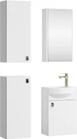 Planetmöbel Waschtischunterschrank 40 cm mit Spiegelschrank und 2x Midischrank 32 cm weiß