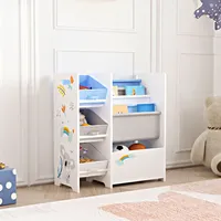 Kinderregal ‘Vimianzo’ mit 5 Fächern und 3 Faltboxen Koala-Motiv 60 x 65 x 30 cm