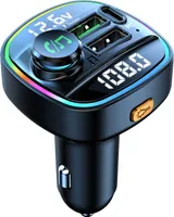 Bluetooth 5.0 FM Transmitter fürs Auto: Dual-Mikrofone,Rauschunterdrückung,Bass-Boost,Musik-Player,USB,Einhandbedienung,kompatibel mit iPad/iPhone/MP3