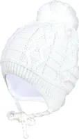 TupTam Baby Winter Mütze Strickmütze zum Binden , Farbe: Weiß, Hat Size: 39-41