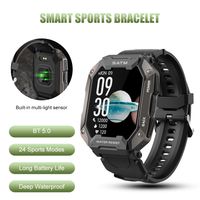 Smartwatch Herren 1,70 Zoll Fitness Tracker 5ATM Wasserdicht Schrittzähler Outdoor Smart Watch für Android iOS (Schwarz)