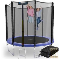 KINETIC SPORTS Outdoor Gartentrampolin Set Ø 244 cm - mit Netz, Randabdeckung, Regenplane, Leiter, UV-beständig, bis zu 150kg,