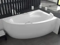 BADLAND Eckbadewanne Badewanne Natalia Premium RECHTS 150x100 mit Acrylschürze, Handgriffen, Kopfstütze, Füßen und Ablaufgarnitur GRATIS
