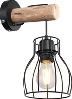 Globo Wandleuchte Mina, schwarz Holz