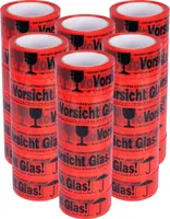 36 Rollen Paketklebeband leise abrollend PP Vorsicht Glas 50 mm x 66 m Packband
