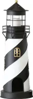 Laterne FARO schwarz weiß gold Leuchtturm Windlicht aus Metall H46cm - KLEIN
