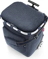 reisenthel carrycruiser plus herringbone dark blue - Einkaufstrolley mit Kühlfach und Deckel - Fischgräten Muster blau mit Teleskopstange - herringbone