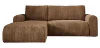 Ecksofa Cord MANDY 180x285 cm mit Schlaffunktion Braun TILIA 11 Links, Eckcouch mit Bettkasten, Sofa L-Form, Polsterecke, Wohnlandschaft