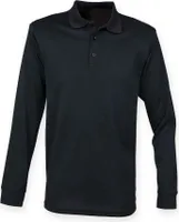 Henbury - Poloshirt für Herren/Damen Uni Langärmlig PC3836 (M) (Schwarz)