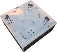 HOME DELUXE - Outdoor Whirlpool - STREAM BIG PURE - Maße: 208 x 208 x 88 cm - Inkl. Heizung, 34 Massagedüsen und 4 äußeren Lichtquellen I Außen Whirlpool Spa für 5 Personen
