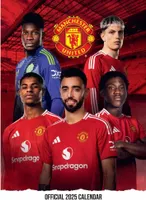 Manchester United FC - nástenný kalendár, 2025, A3 TA12629 (jedna veľkosť) (vínovo červená/modrá/biela)
