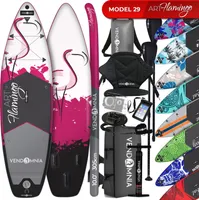 SUP Board Set – 305 cm, aufblasbar, Kajaksitz, Camera Mount, Pumpe, Tragetasche, Paddel, max. 170 kg, Farbwahl - Modelle: Modell 29 - Art Flamingo