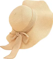 Vivi Idee® Sonnenhut Strohhut Damen faltbar Sommerhut Sonnenmütze Strandhut Straw hat Einheitgröße (Beige)