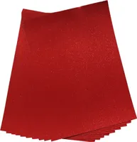 10 Blatt Glitzer Moosgummi, A4 Selbstklebend Glitzerschaum Gold Silber Schaumgummi Glitzerpapier für Kinder Kartengestaltung(Rot)