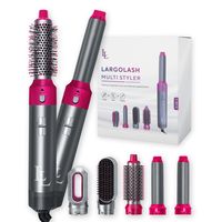 Largolash 5-in-1 Fohnbürste - Stylingbürsten - Haartrockner - Warmluftbürst - Heißluftbürste - Lockenstab - Stilbürste (Rosa)