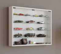 VCM Glasvitrine hängend | Vitrine Glas mit ESG-Sicherheitsglas | Maße ca. H. 60 x B. 80 x T. 10 cm | Hängevitrine Glas | Modern und platzsparend | Glas Vitrinenschrank - Mandosa L