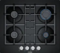 Bosch Serie 4 PNP6B6B90 Płyta grzewcza czarna do zabudowy 60 cm Gaz 4 strefy / strefy