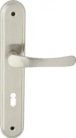 DOMINO Türgriff 72 Drückergarnitur BB-Buntbart Set | Langschildgarnitur | Türklinke für Zimmertür, Bürotür, Kellertür & Innentür | L-Form | Türbeschläge aus Aluminium |Silber Türdrückergarnitur | NOVA M9