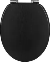WOLTU Premium WC-Sitz Toilettensitz mit Absenkautomatik, MDF Holzkern, Softclose Scharnier, Antibakteriell, Desgin Décor, Schwarz
