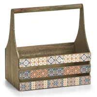 Holzkiste mit Griff, Mosaikdekor 31x19x32cm