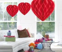 roter Herz Wabenball 30cm