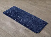 BADTEPPICH BADVORLEGER BADEMATTE DUSCHVORLAGE Blau mit Memory-Foam, 45 x 120 cm