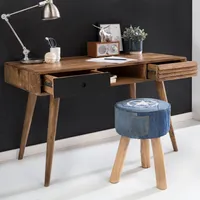 FineBuy biurko biurowe z litego drewna 117x60x75 cm stolik pod komputer