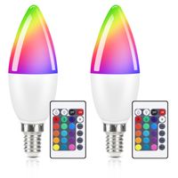 ZMH 2er E14 Led Smarte Farbwechsel kerzen Lampe RGB Glühbirnen 3000k 4W Warmweiß Dimmbar mit Fernbedienung Coloured Bulb 16 Colours 4 Dynamic Modes