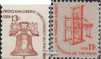 Briefmarken USA 1975 Mi 1191y C,1192 (kompl.Ausg.) postfrisch Americana -Freiheitsglocke