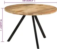 vidaXL Esstisch 110x75 cm Massivholz Mango