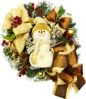 Weihnachtskranz künstlich dekoriert grün SNOWMAN 45 cm für Tisch und hängen