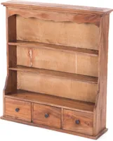 WANDREGAL "NELIA" | Mahagoni Holz, 62 cm | Küchenregal mit Schubladen