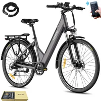 City E-Bike Rostfreie Aluminiumlegierung bis zu 90 km-110 km,  Elektrofahrrad 27,5 Zoll, Wasserdicht IP54, Unisex Fahrrad mit 7 Gang und App, Grau