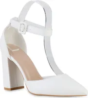 VAN HILL Damen Spitze Pumps Klassische Elegante Schuhe 841399, Farbe: Weiß, Größe: 41
