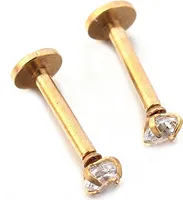 2 Stück vergoldeter CZ-Lippenstecker, Ohrknorpel-Ohrring, Körperpiercing-Schmuck