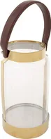 WANDERLUST DECO Laterne aus Edelstahl und goldenem Glas, 12,5 x 12,5 x 23 h cm