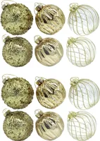 Glas Weihnachts-Kugel Mix Ø 8cm - 12 Stück gold
