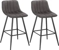 WOLTU Barhocker 2er-Set Designer Barstuhl Hocker Tresenhocker Bistrohocker mit Fußstütze Sitzfläche aus Samt mit Rückenlehne Schwarze Beine Dunkelgrau