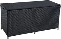 Auflagenbox Poly Rattan Kissenbox Gartenbox Aufbewahrungsbox Schwarz