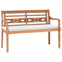 vidaXL Ławka ogrodowa Batavia z poduszkami 120 cm drewno tekowe