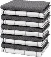 10er Set Geschirrtücher, 100% Baumwolle, ca. 45x60 cm, 5x grau, 5x weiß-grau