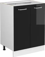 Vicco Spodní skříňka kuchyňské linky R-Line, 60 cm bez pracovní desky, Černý vysoký lesk/Bílá