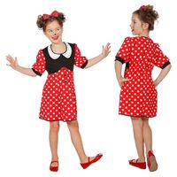 Minnie-Maus-Mädchen-Kostüm Rot/Schwarz/Weiß 140