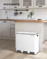 SONGMICS Systém třídění odpadu, 3 x 18 l, ergonomický, 3 přihrádky, kuchyňský