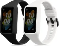 kwmobile 2x Sportarmband kompatibel mit Huawei Band 7 / Band 6 / Honor Band 6 Armband - Fitnesstracker Band Set aus TPU Silikon