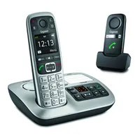 Gigaset E560A Plus DECT/GAP Schnurloses Telefon analog Anrufbeantworter, inkl. Notrufsender, Freisprechen Platin, Schwarz