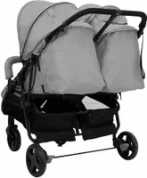 vidaXL Sourozenecký kočárek Light Grey and Black Steel