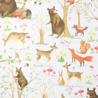 Geschenkpapier mit Waldtiere Motiv 70cm x 2m Rolle Weiß / Bunt