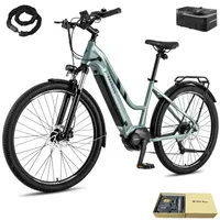 E-Bike 27,5 Zoll Rostfreie Aluminiumlegierung Mittelmotor ANANDA bis zu 100 - 120 km Wasserdicht IP54 City Pedelec 70 N.m Unisexfahrrad 9 Gang, Blau