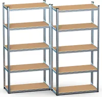 VOUNOT® Schwerlastregal 2er Set, Regal Lagerregal Kellerregal, 180x90x40cm, 5 Böden, 875kg belastbar